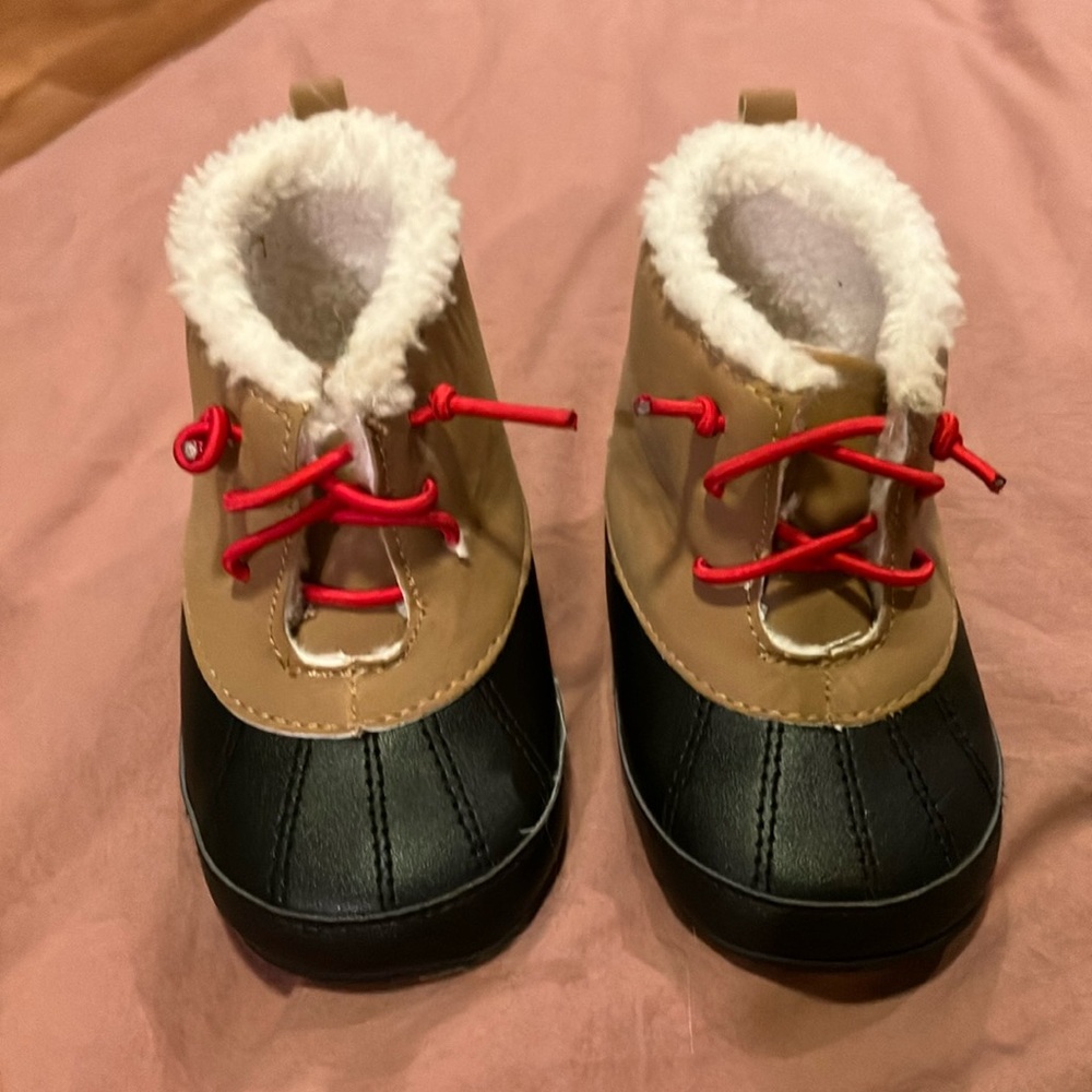 Cozy Tan and Black Baby Duck Boots